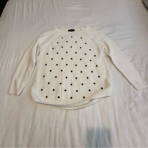 White sweater with black dots